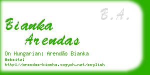 bianka arendas business card