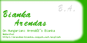 bianka arendas business card
